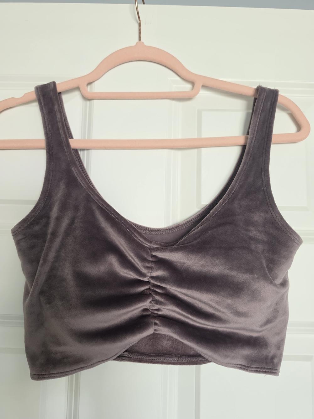 Gilly Hicks Velvet Crop Tank Top in Mauve Gray